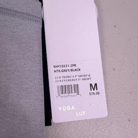 Yogalicious Lux Womens High Waist Biker Shorts 2 Pack Black Grey Size Medium - Picture 12 of 16